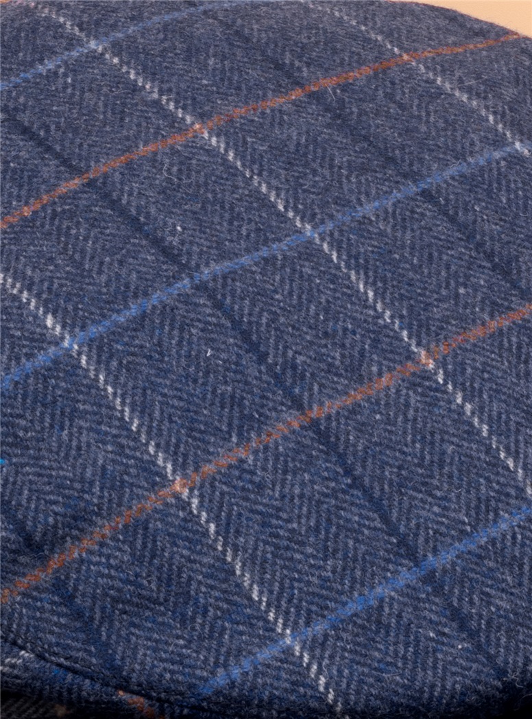 Wool Hemsley Windowpane Cap in Navy