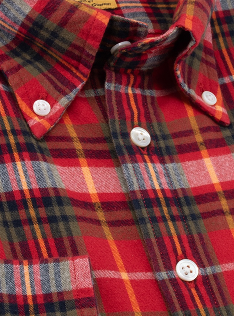 Red, Green, and Navy Brushed Cotton Madras Button Down