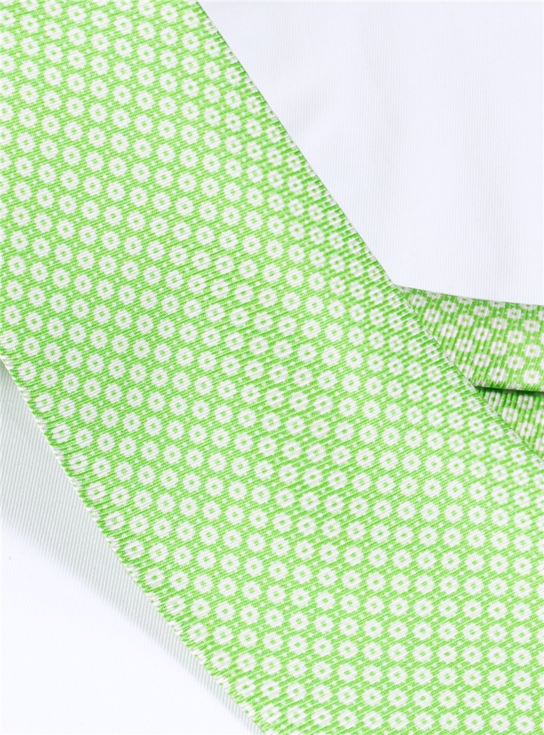 Silk Neat Printed Tie in Lime