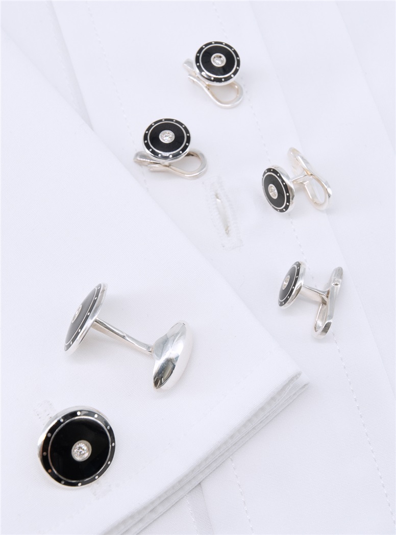 Diamond and Black Enamel Formal Set