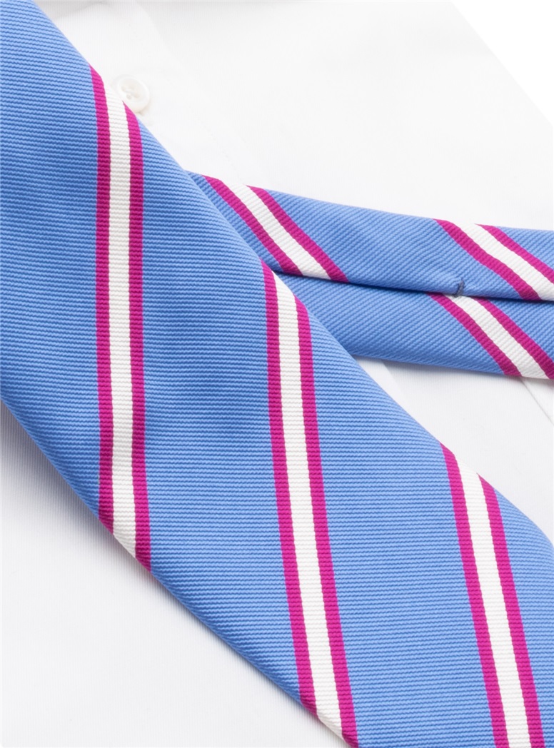 Silk Striped Tie in Cornflower