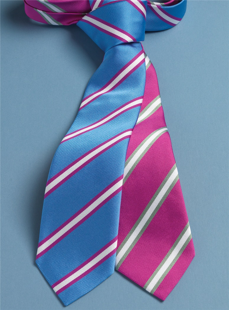 Silk Striped Tie in Cornflower