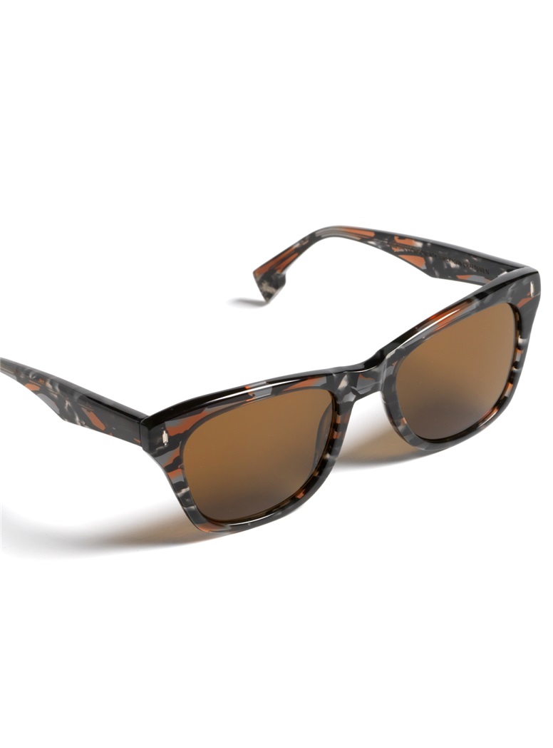 Bold Semi-Square Sunglasses in Deco Tortoise with Brown Lenses