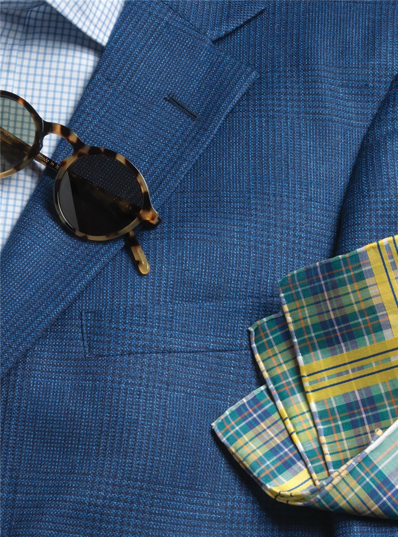 Blue and New Navy Prince of Wales Plaid Sport Coat