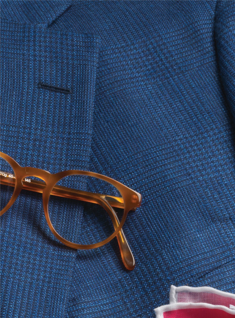 Blue and New Navy Prince of Wales Plaid Sport Coat