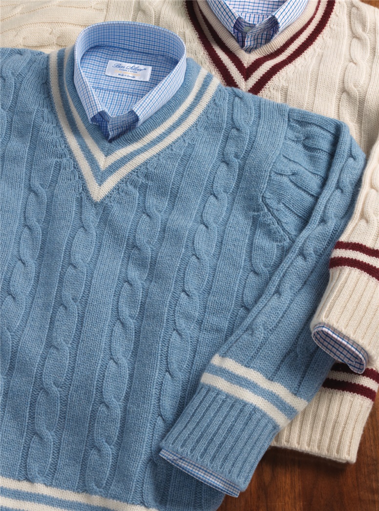 Cashmere Cable Knit Tennis Sweater