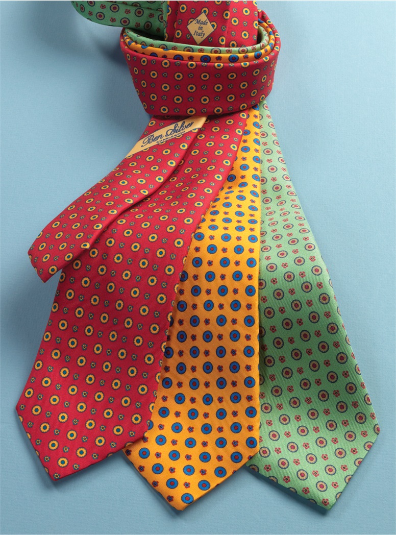 Silk Neat Printed Tie in Ruby