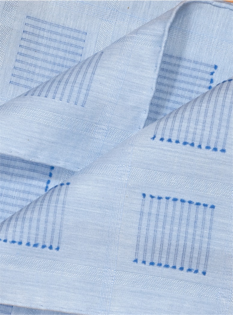 Cotton Square Motif Pocket Square in Sky