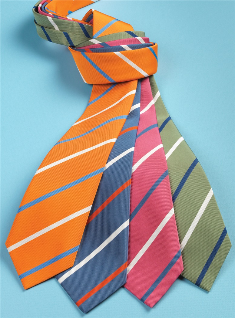 Mogador Double Striped Tie in Tangerine