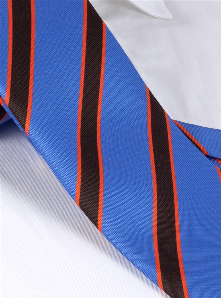Silk Striped Tie in Azure