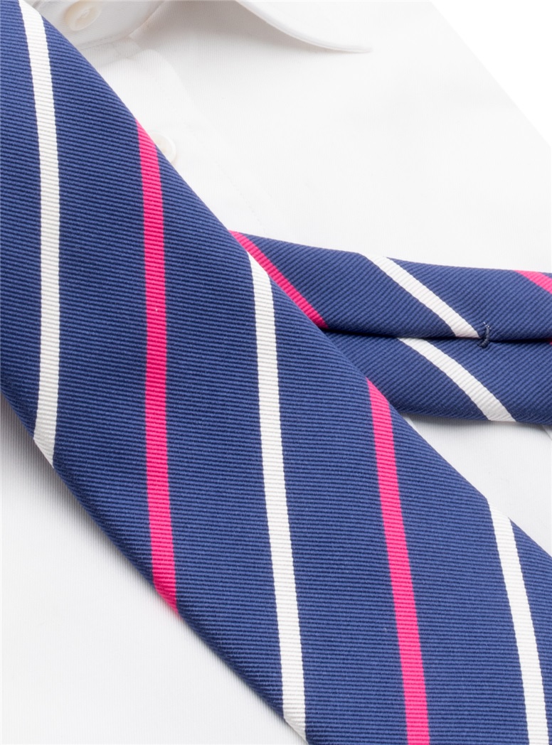 Silk Bar Striped Tie in Royal