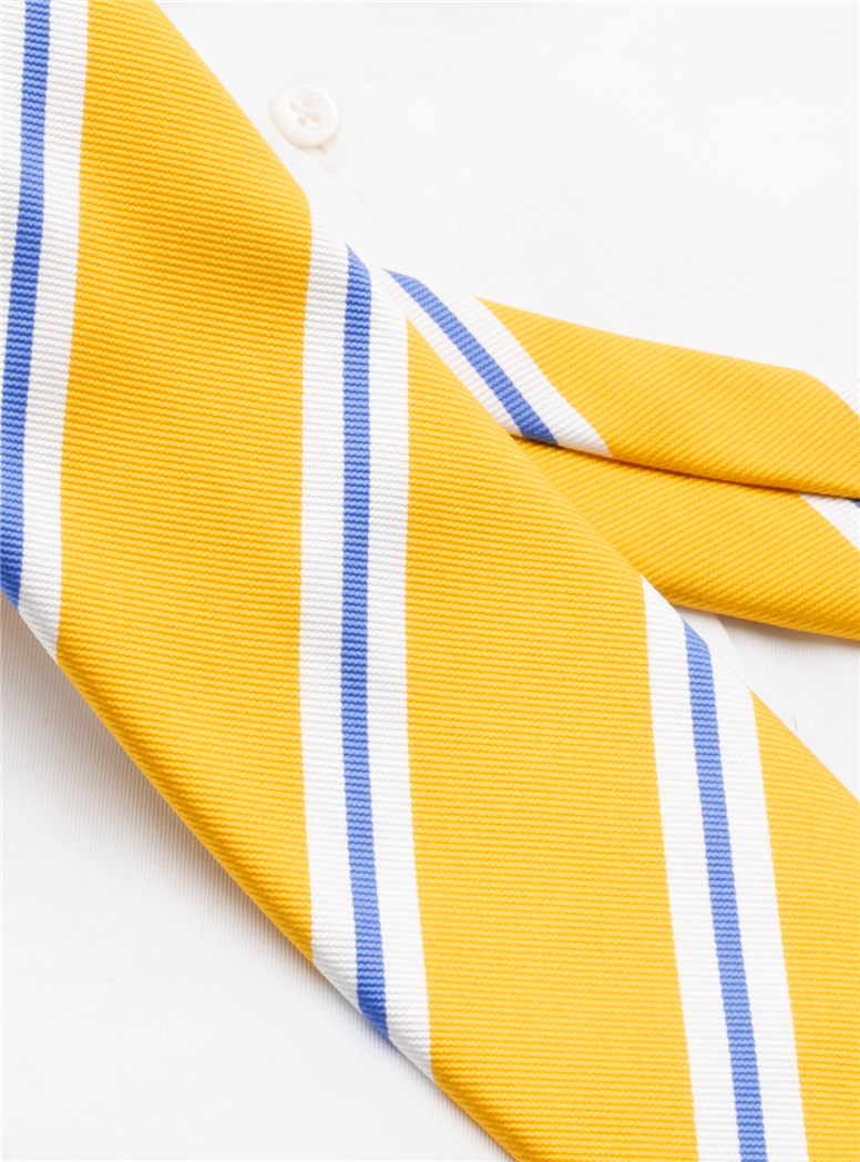 Silk Striped Tie in Sun and Cornflower