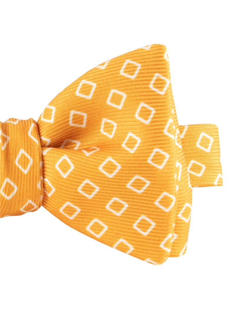 Silk Diamond Motif Bow Tie in Marigold