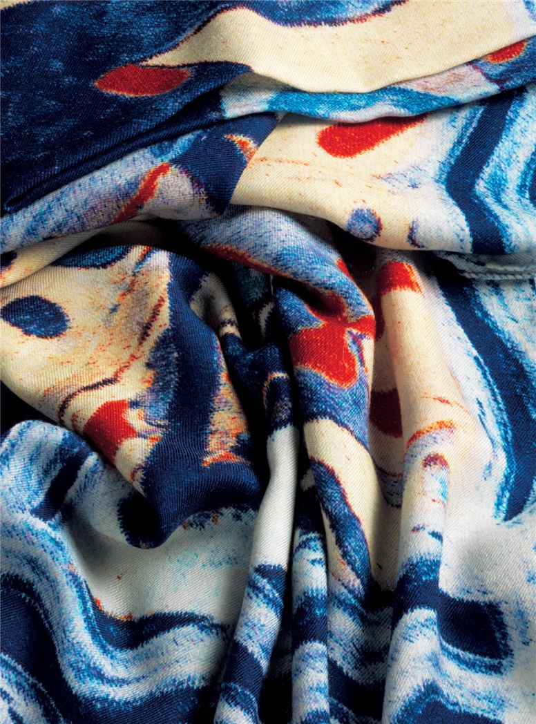 Wool Abstract Scarf in Royal