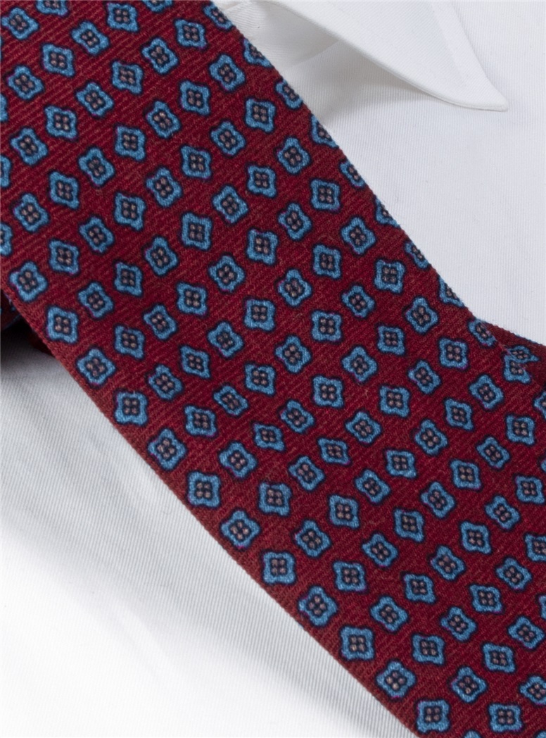 Wool Neat Printed Tie in Purple