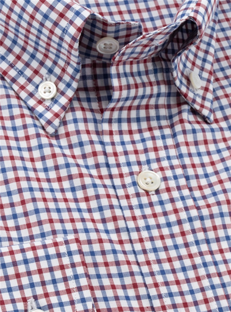 Red and Navy Check Button Down