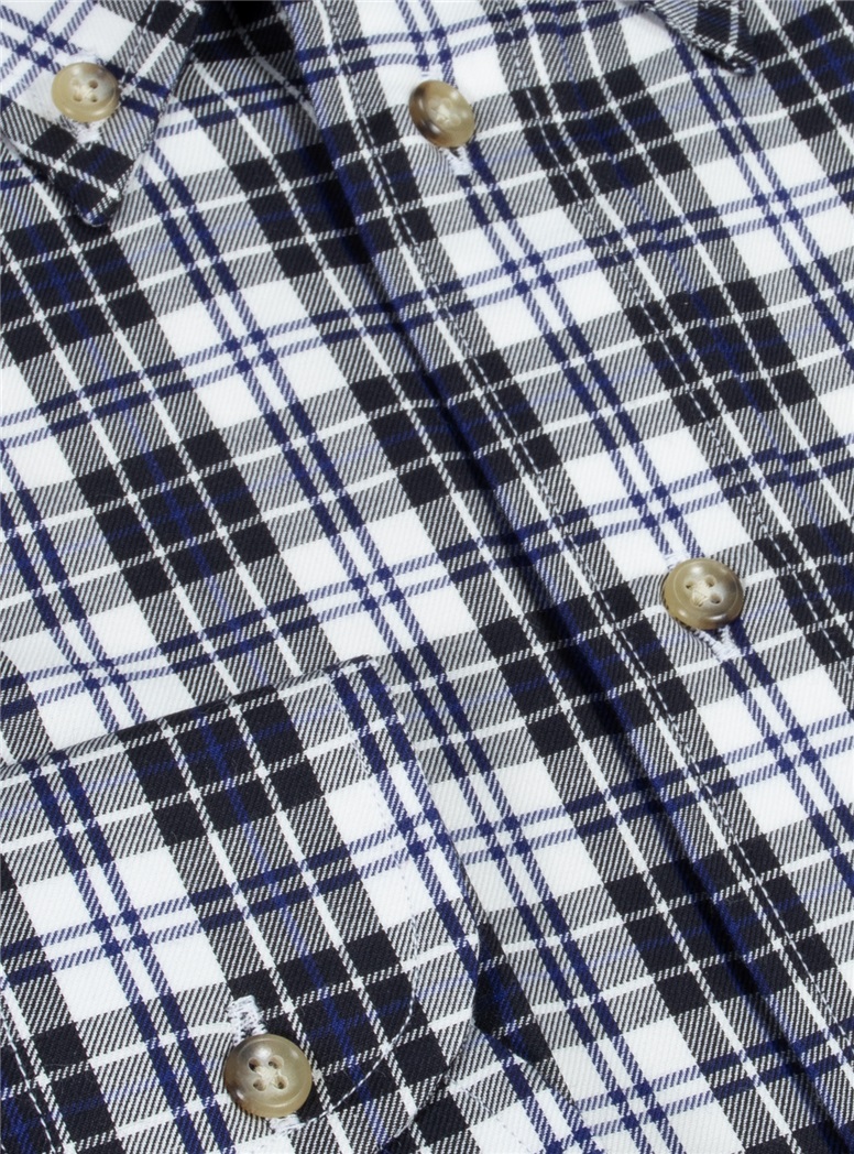 Sportshirt Brushed Cotton Black/White Plaid