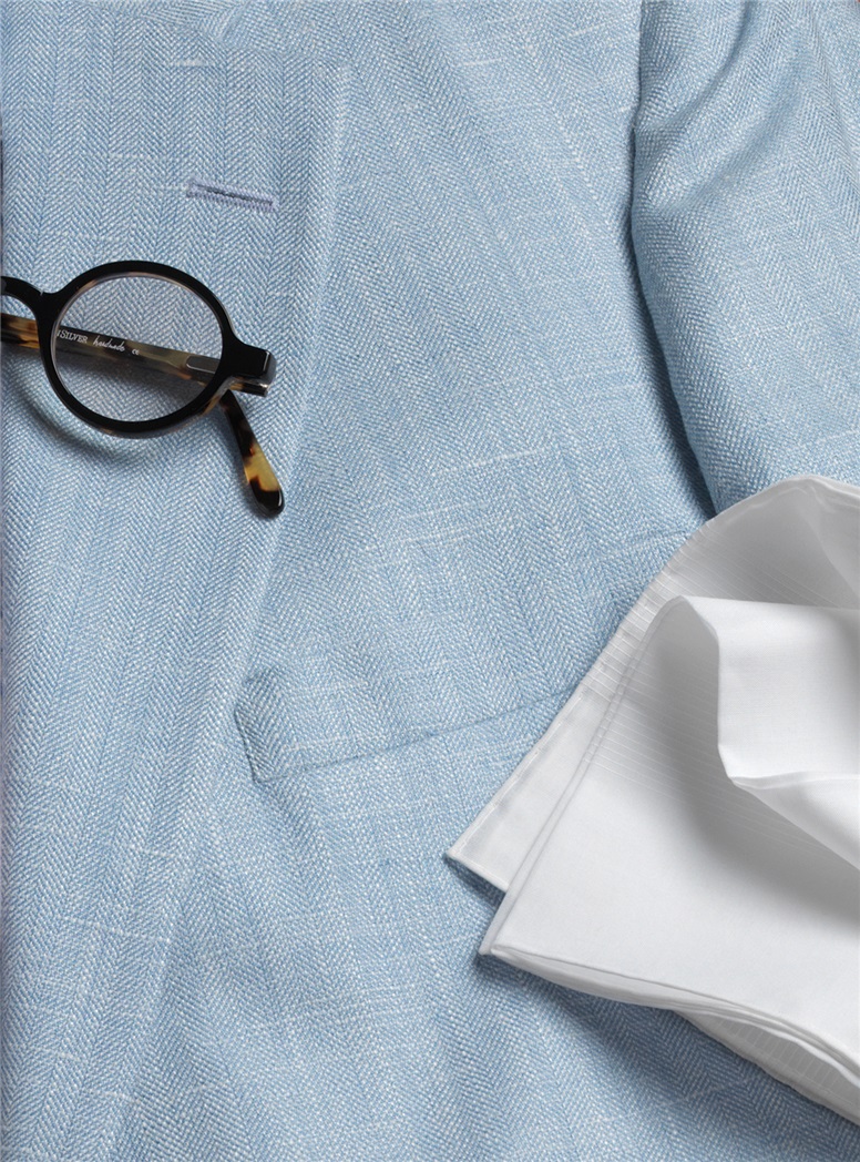 Sky Blue Wool, Silk and Linen Sport Coat