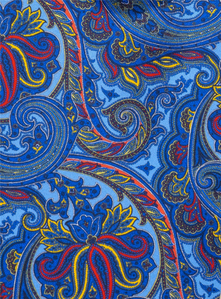 Silk Printed Paisley Ascot in Royal