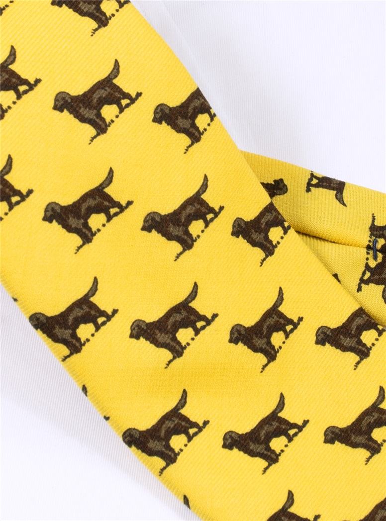 Wool Printed Golden Retriever Tie in Sun