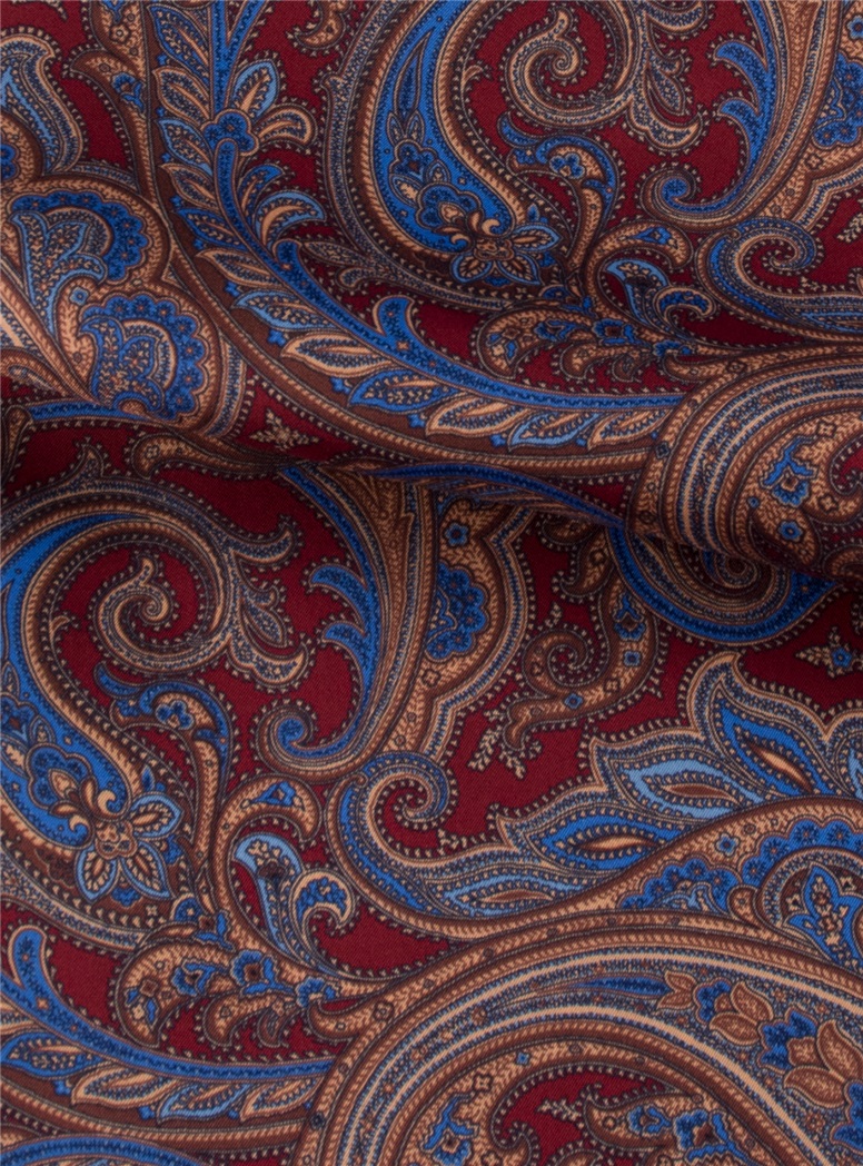 Ladies Silk Paisley Scarf in Cranberry