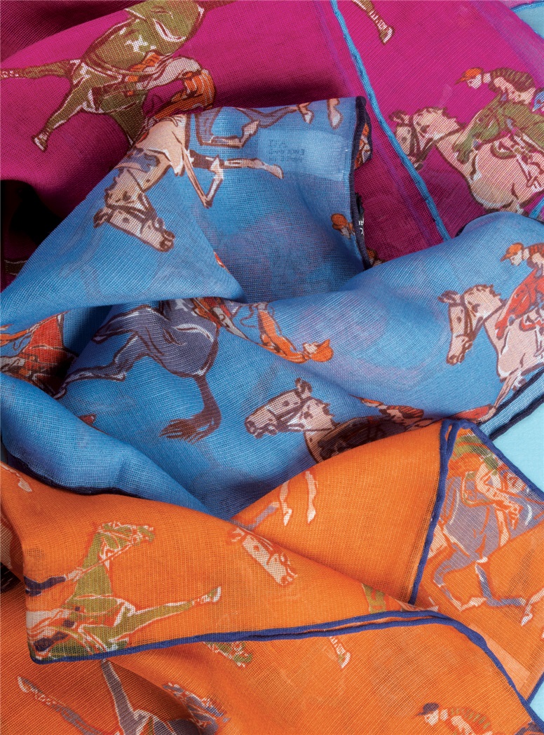 Cotton and Cashmere Jockey Motif Pocket Squares