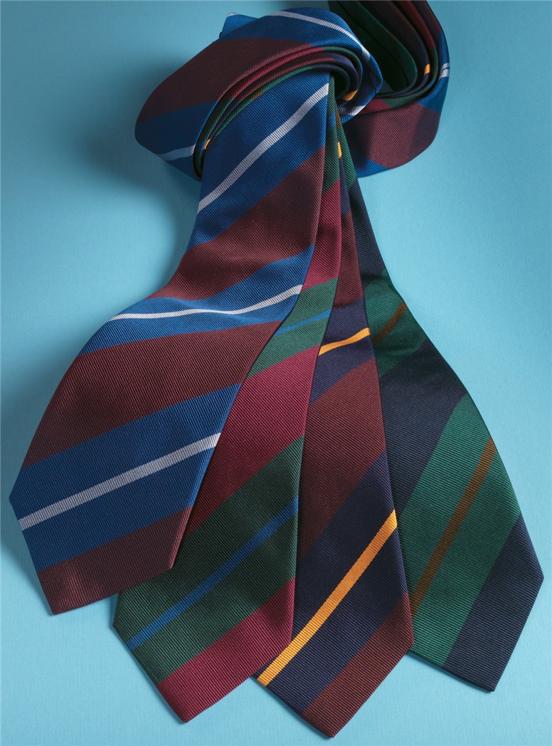 Silk Multi-Stripe Tie in Berry