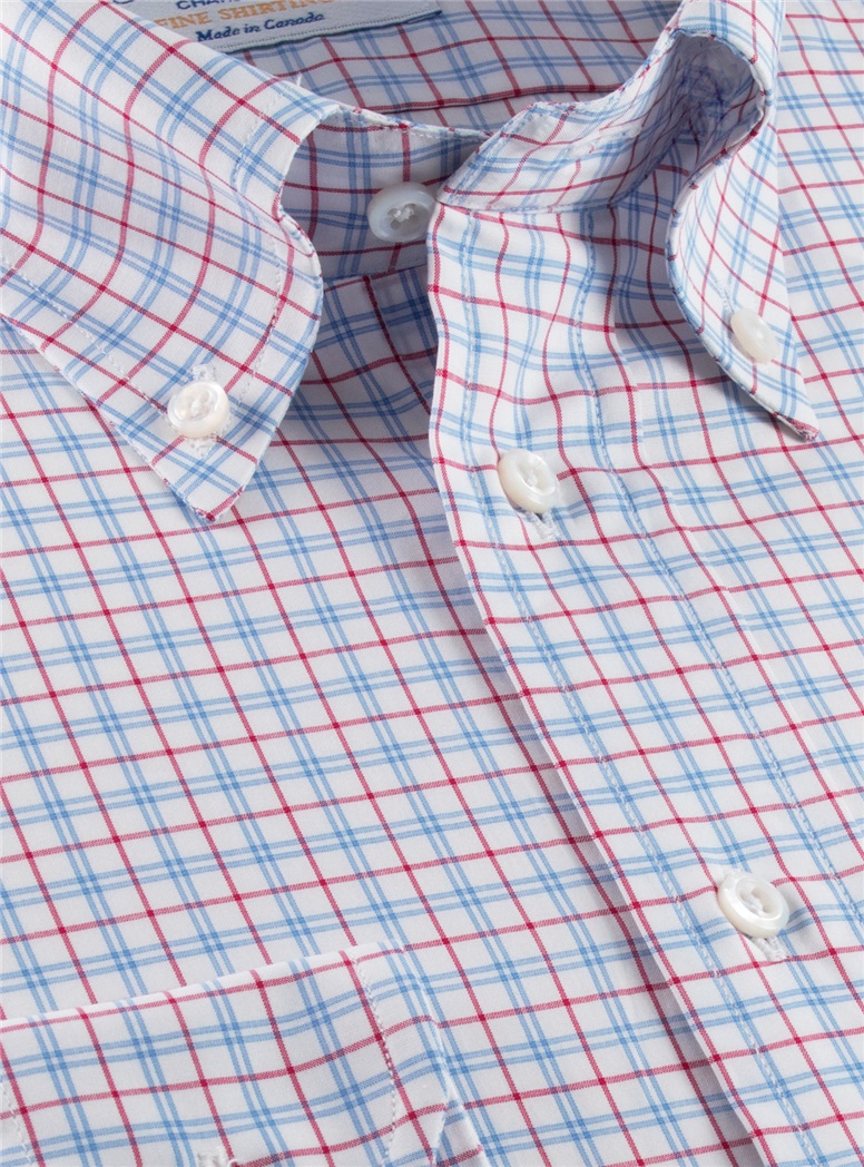 Red and Blue Small Tattersall Check Button Down