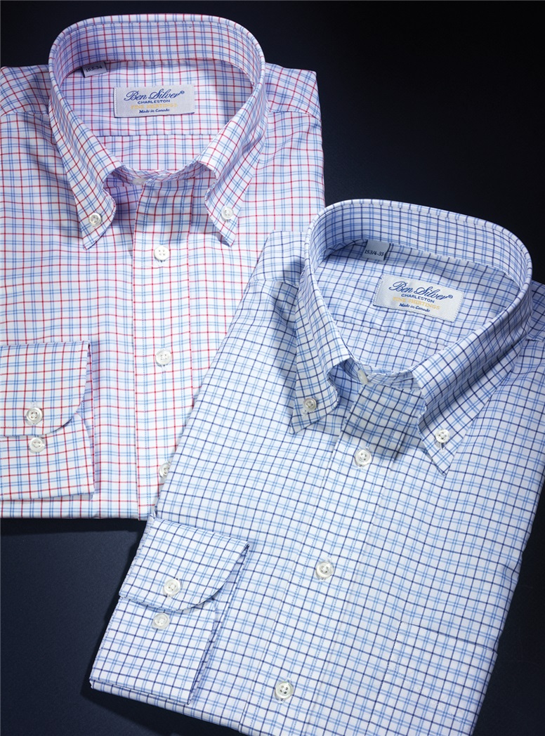 Red and Blue Small Tattersall Check Button Down