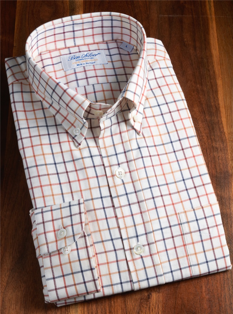 Brown, Rust, and Khaki Brushed Cotton Tattersall Button Down