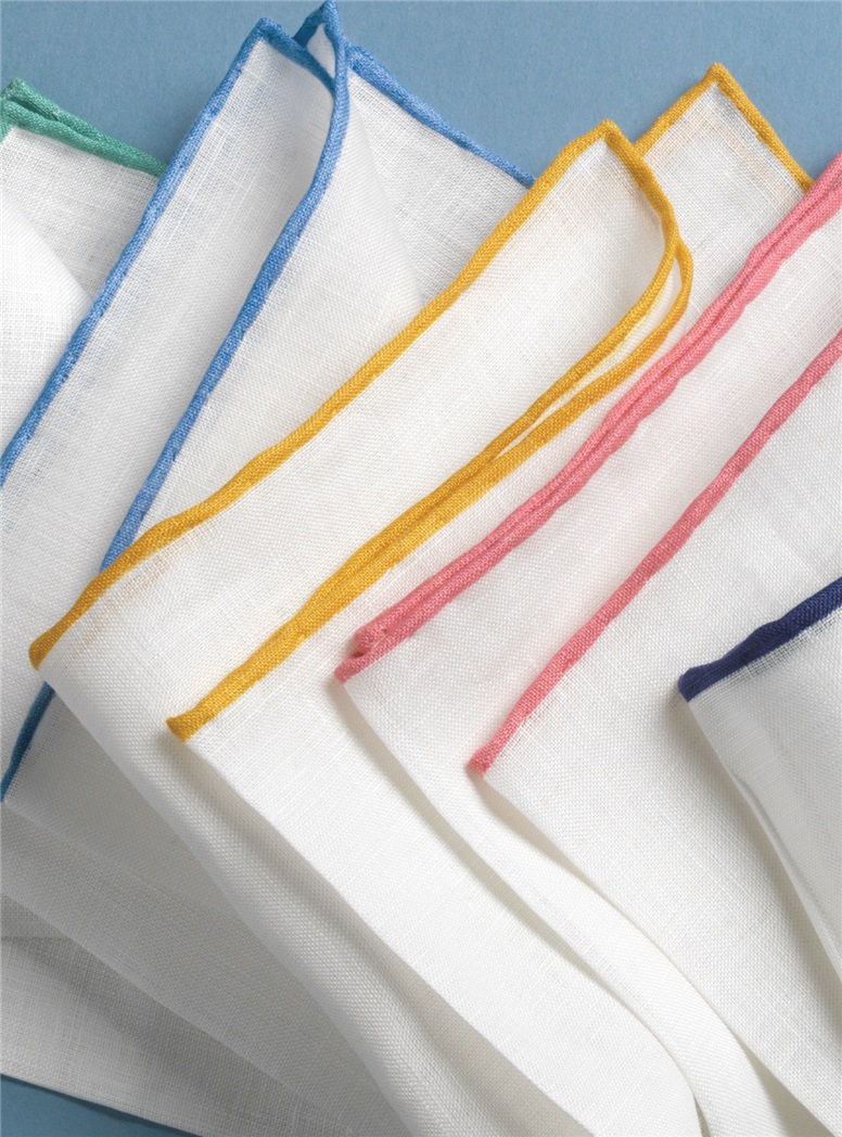 Linen Pocket Squares with Contrasting Borders