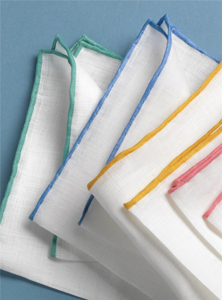 Linen Pocket Squares with Contrasting Borders
