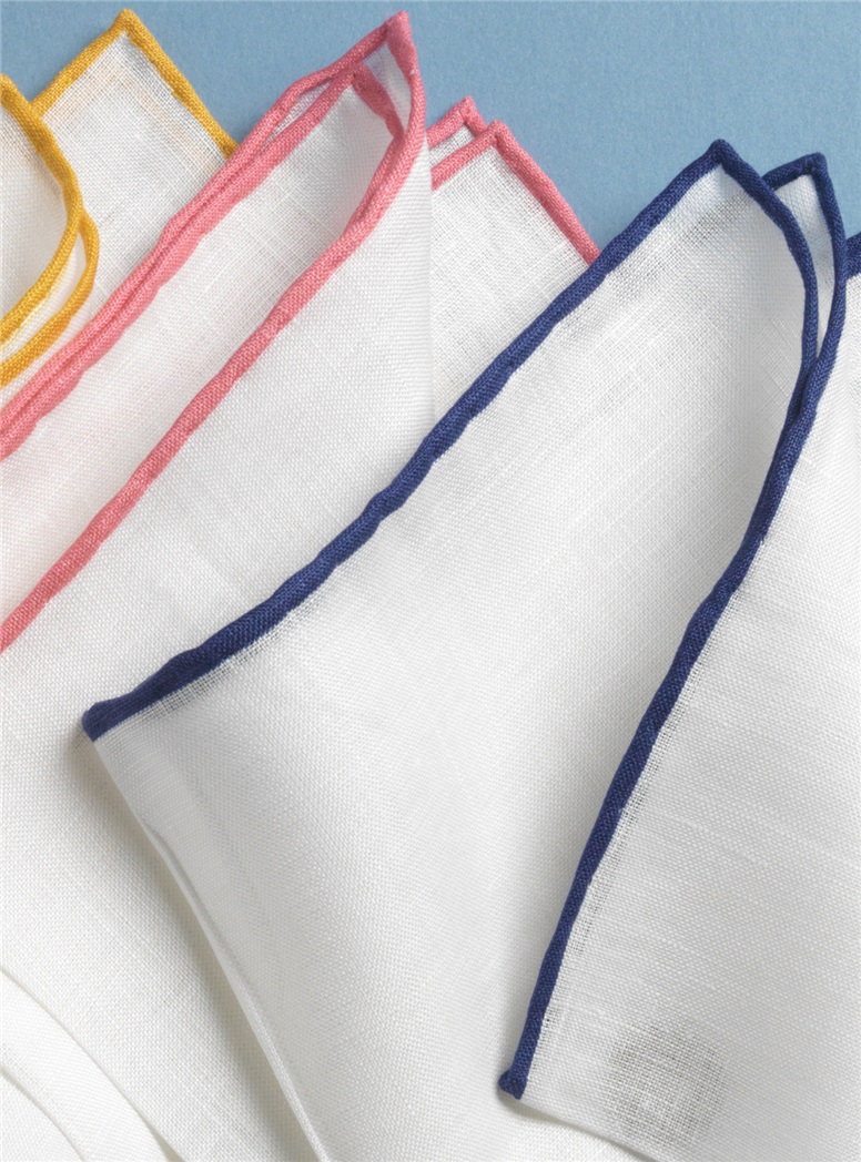 Linen Pocket Squares with Contrasting Borders