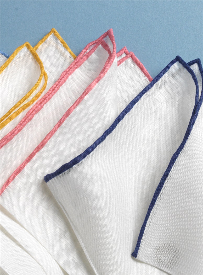 Linen Pocket Squares with Contrasting Borders