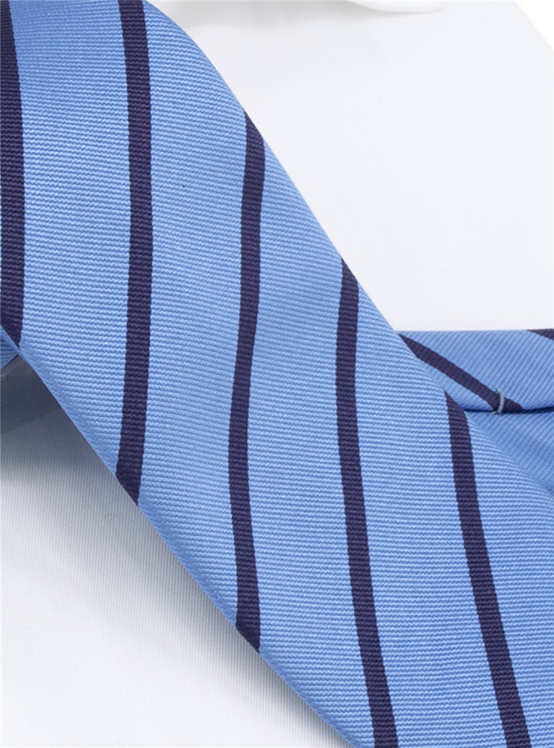 Silk Bar Striped Tie in Sky