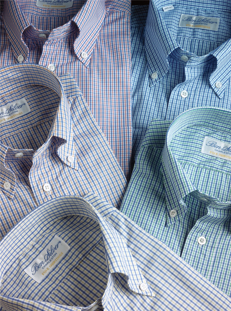 Yellow and Blue Check Button Down