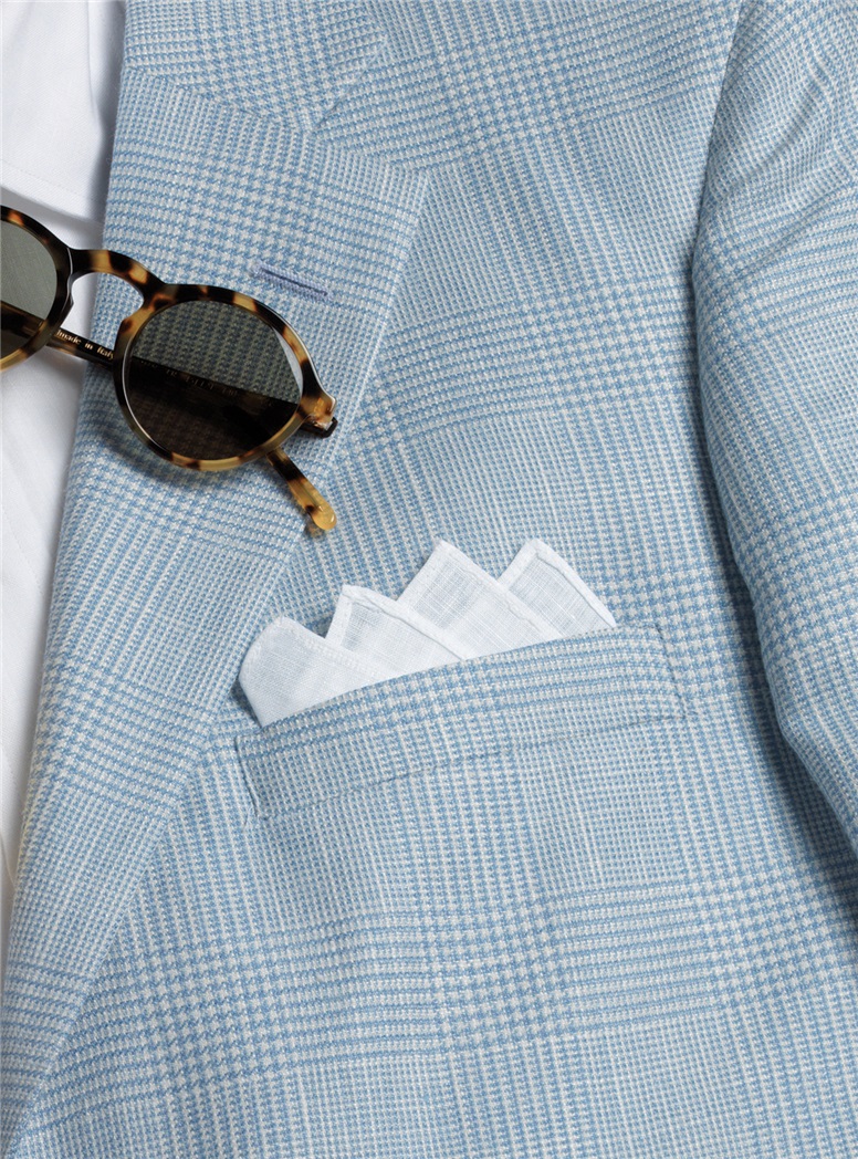 Sky Blue and Cream Glen Plaid Sport Coat