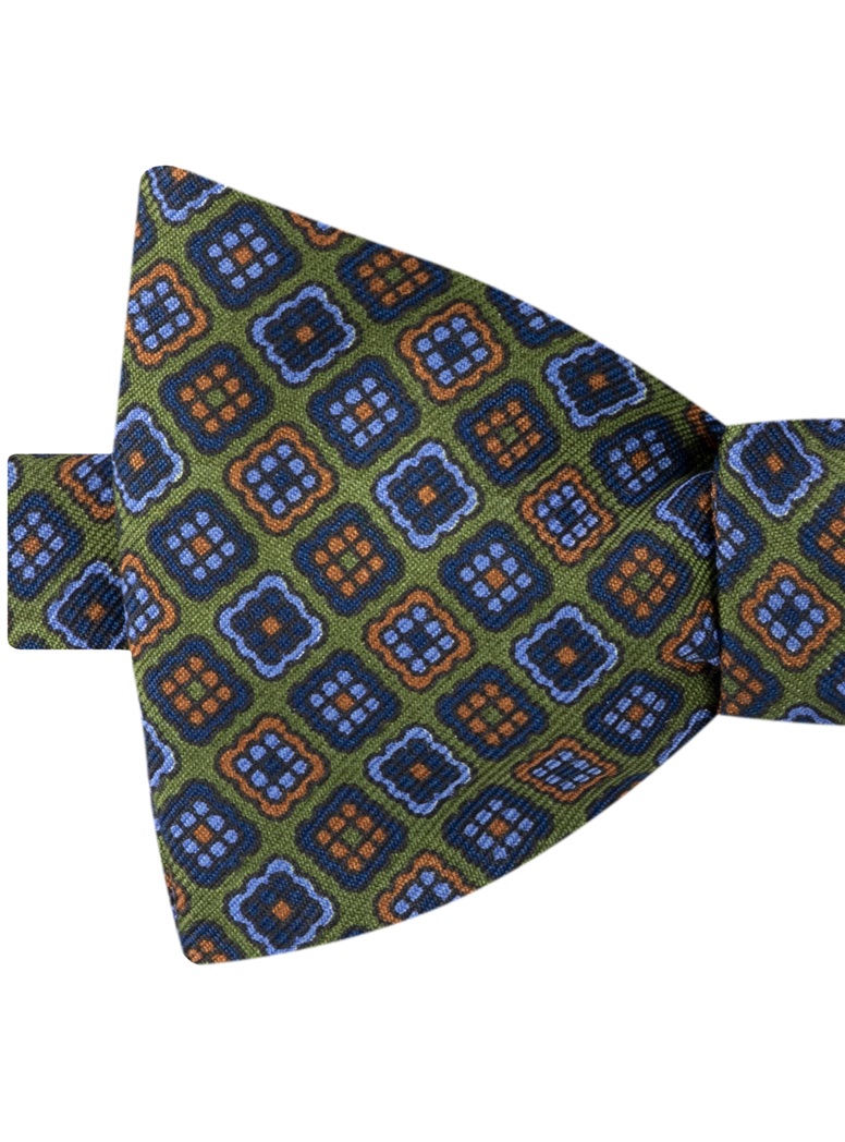 Silk Tile Print Bow Tie in Fern