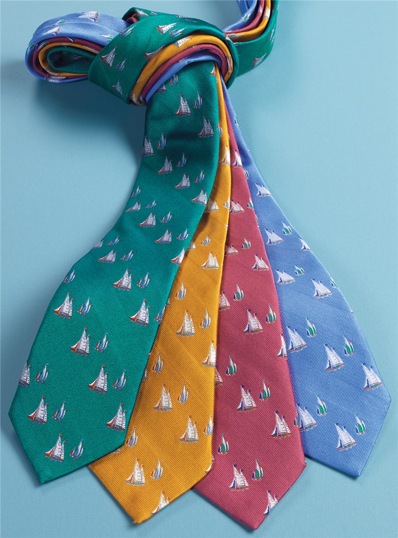 Jacquard Woven Sailboat Tie in Sky