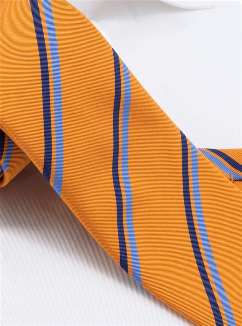 Silk Striped Tie in Marigold