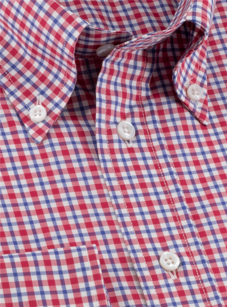 Red, Blue, and White Check Button Down