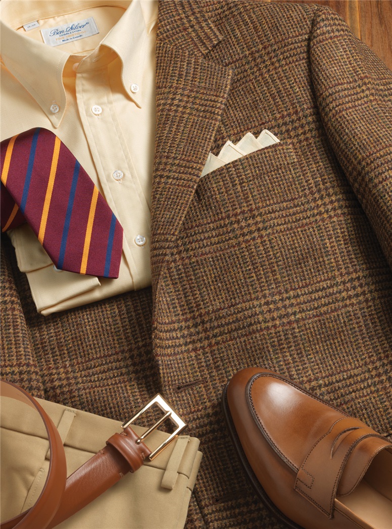 Wool Glen Plaid Sport Coat in Sepia and Brown