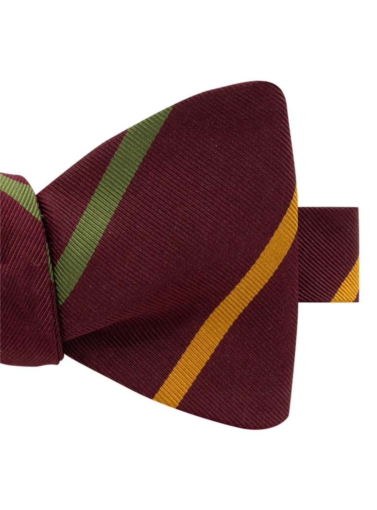 Mogador Double Bar Striped Bow Tie in Wine