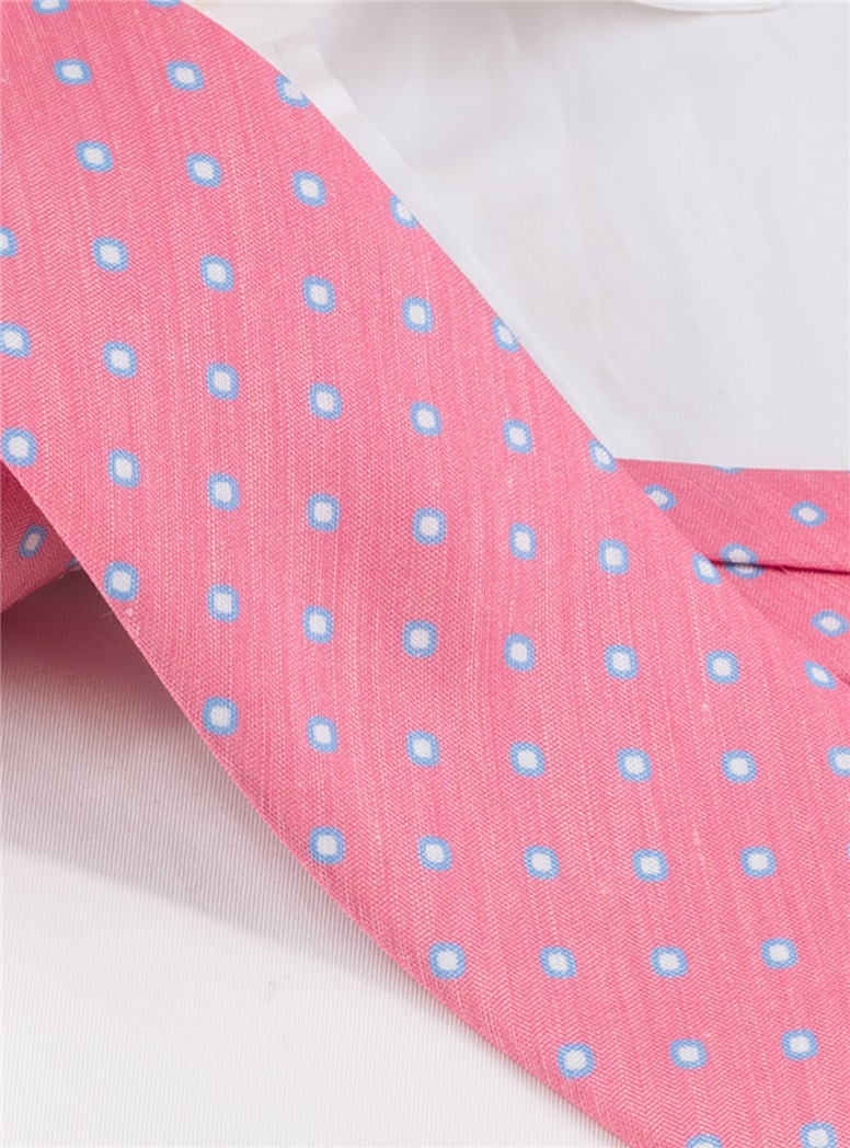 Silk and Linen Dot Tie in Rose