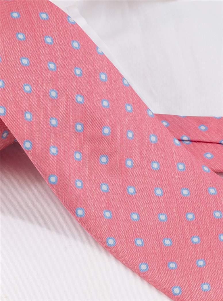 Silk and Linen Dot Tie in Rose