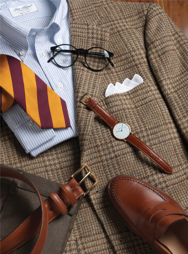 Tan and Brown Glen Plaid Tweed Sport Coat