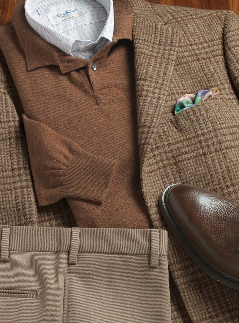 Tan and Brown Glen Plaid Tweed Sport Coat