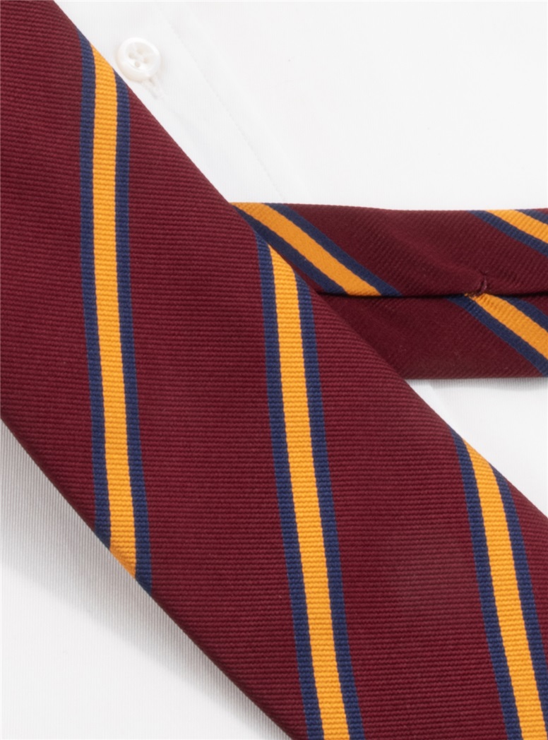 Silk Striped Tie in Burgundy