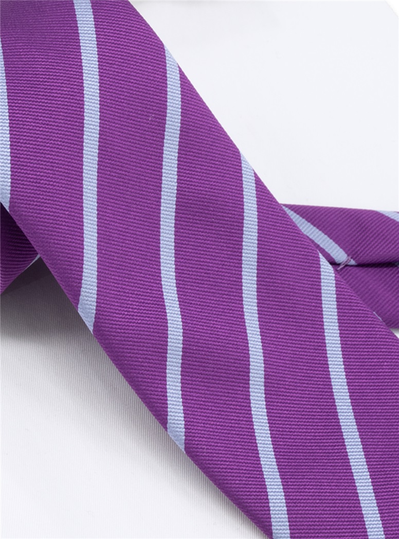 Silk Bar Striped Tie in Royal Purple