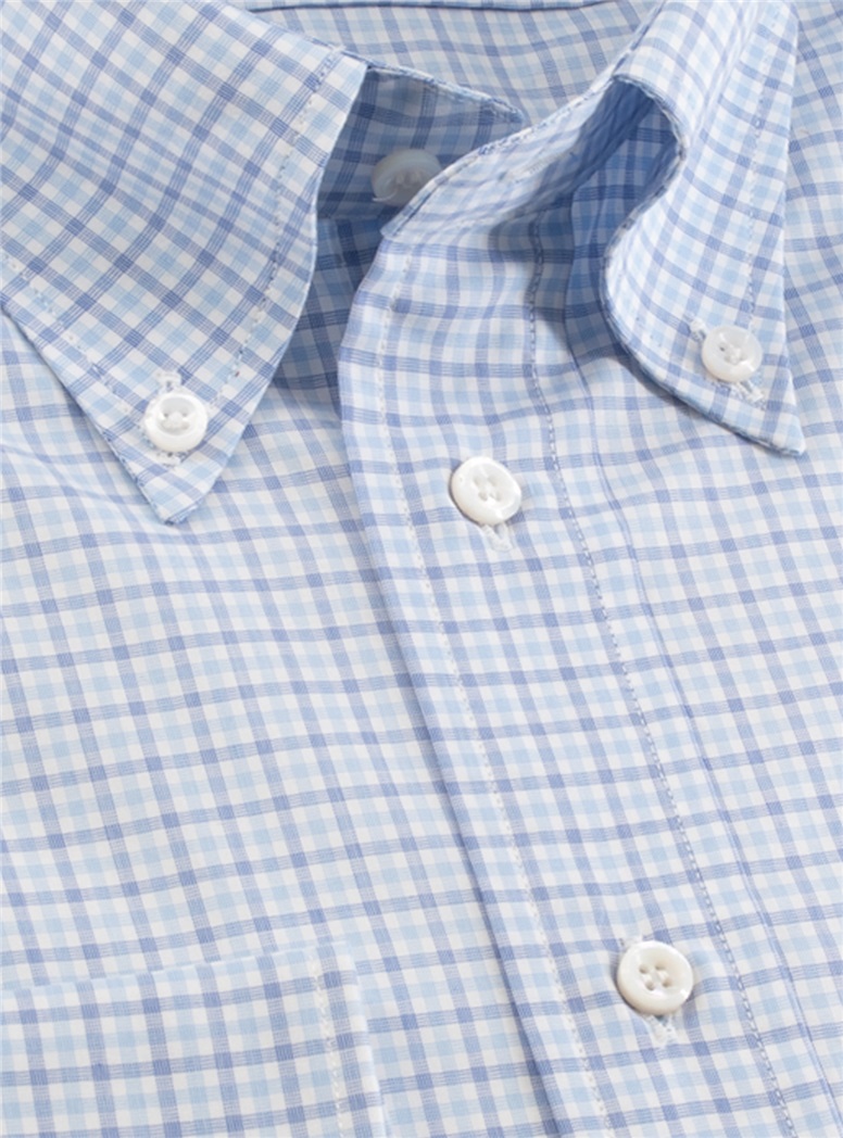 Cobalt and Sky Check Button Down